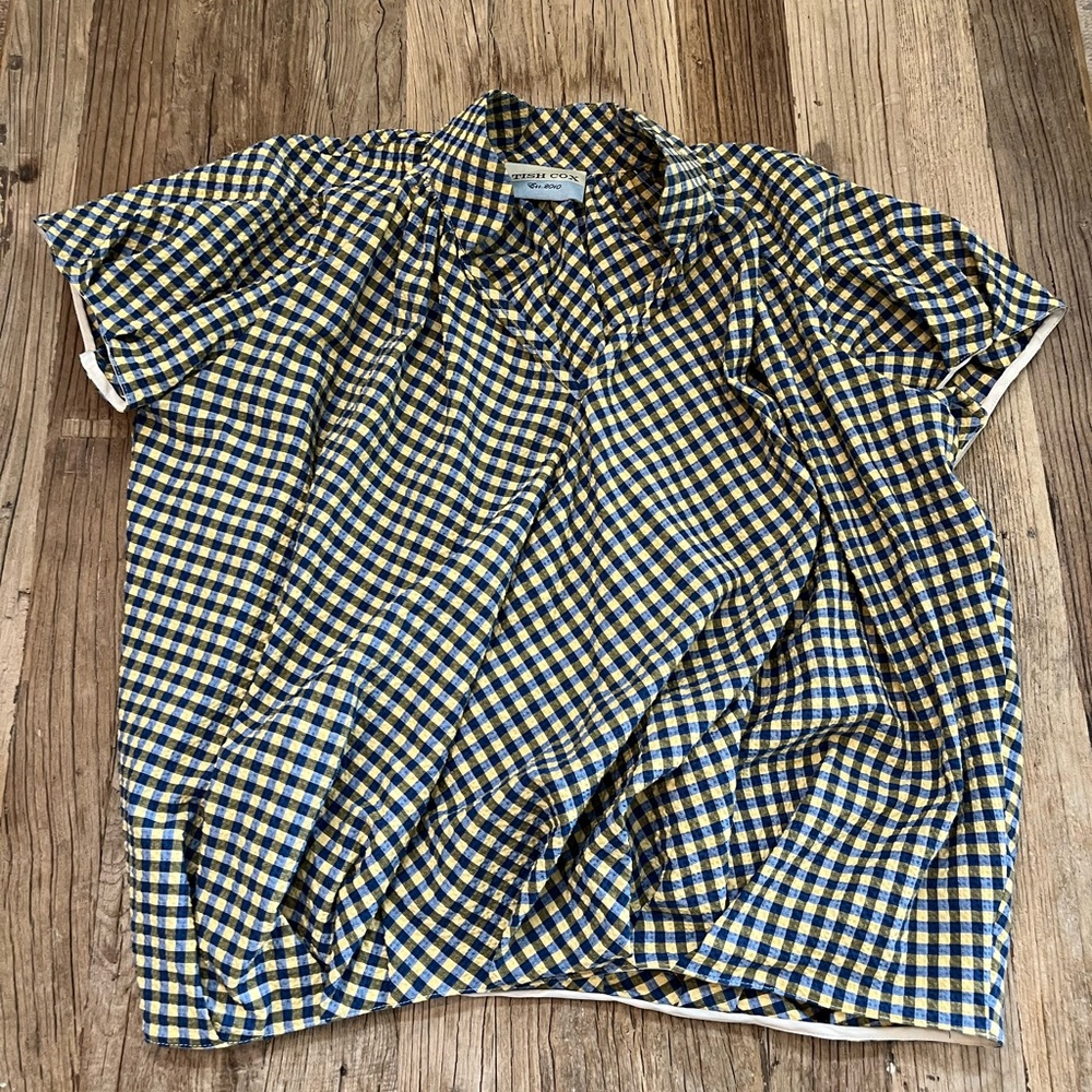 Tish Cox Blouse Yellow And Blue Size Large
